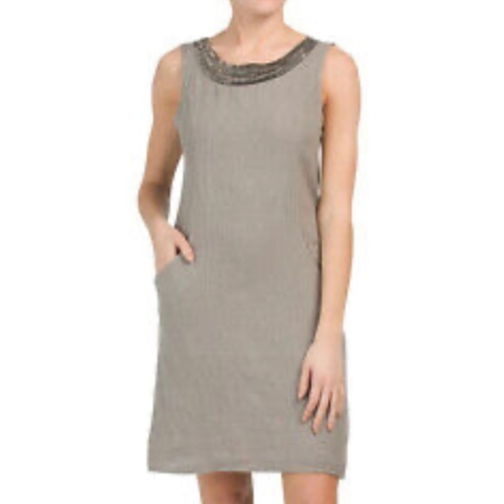 LIna Tomei Dress size Medium with Embellished‎ neckline